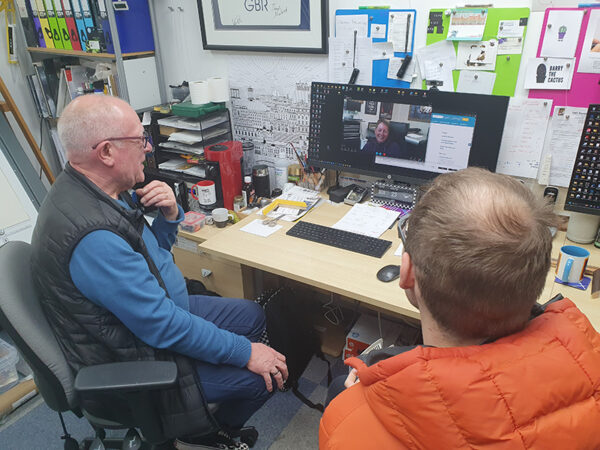 Ian and Stuart talking to Jo Palmer on a Teams video call